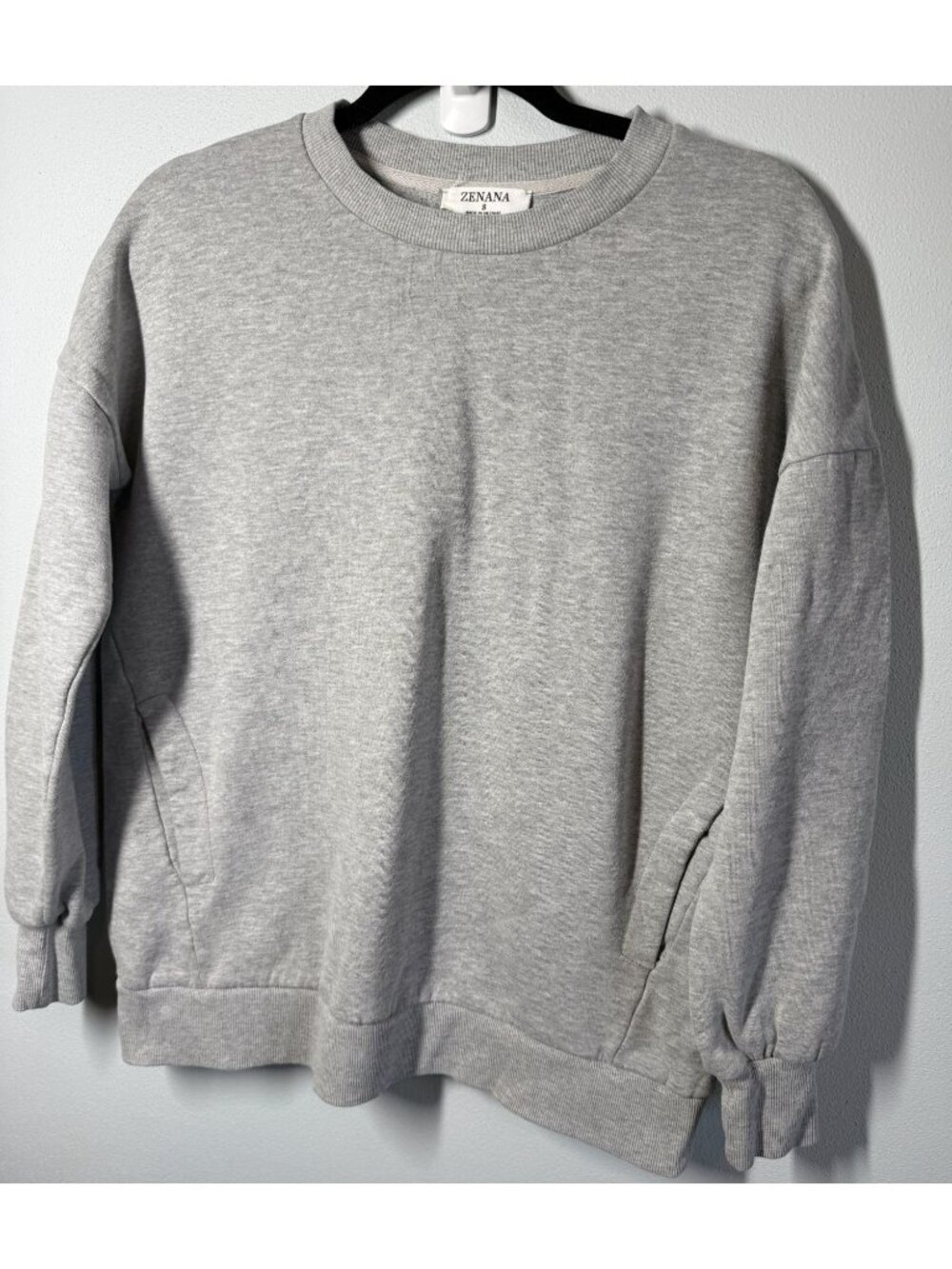 Zenana Womens Small Gray Sweatshirt Crewneck Pullover Cozy Pockets Lounge Casual - Picture 1 of 12